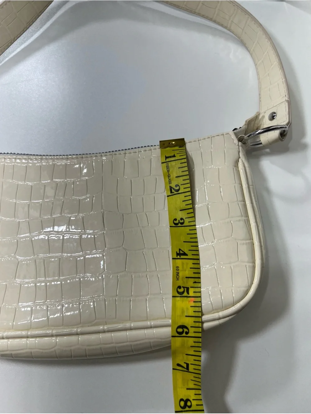 H&M Cream Croc-Embossed Shoulder Bag - Minimal Chic